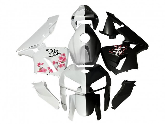 2005-2006 Black White with Cherry Blossom Honda CBR600RR Motorcycle Fairings UK