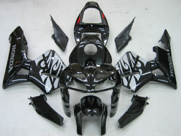 2005-2006 Glossy Black Grey Flame Honda CBR600RR Motorcycle Fairings UK