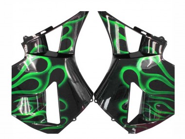 Buy 2005-2006 Glossy Black Green Flame Honda CBR600RR Motorcycle Fairings UK