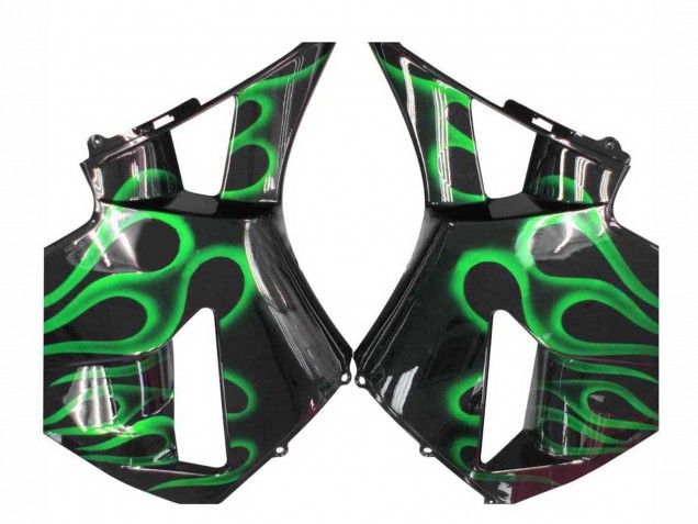 2005-2006 Glossy Black Green Flame Honda CBR600RR Motorcycle Fairings UK