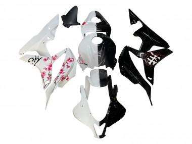 Buy 2007-2008 White Cherry Blossom Glossy Black Split Honda CBR600RR Motorcycle Fairings UK