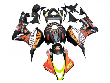 Buy 2007-2008 Matte Black Orange Red Rossi Repsol 46 Honda CBR600RR Motorcycle Fairings UK