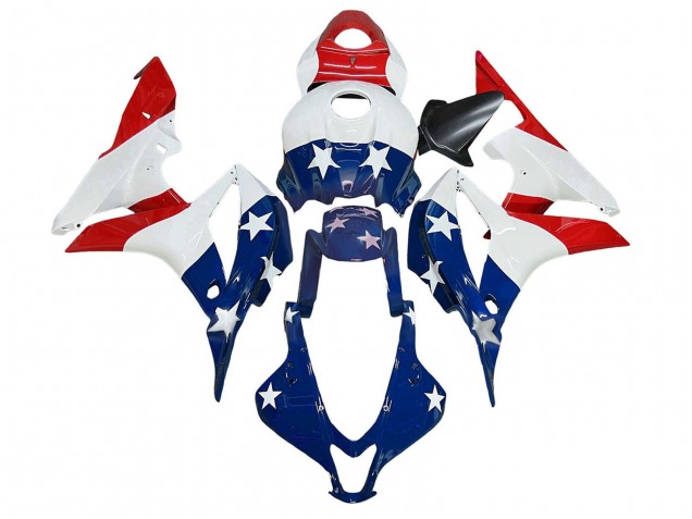 2007-2008 White Blue Red Star Honda CBR600RR Motorcycle Fairings UK