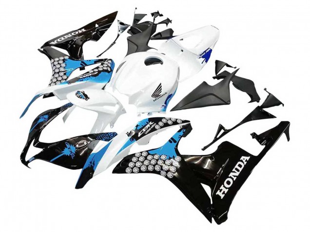 2007-2008 White Light Blue Glossy Black Honda CBR600RR Motorcycle Fairings UK