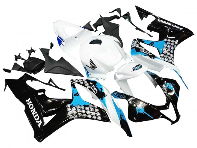 2007-2008 White Light Blue Glossy Black Honda CBR600RR Motorcycle Fairings UK