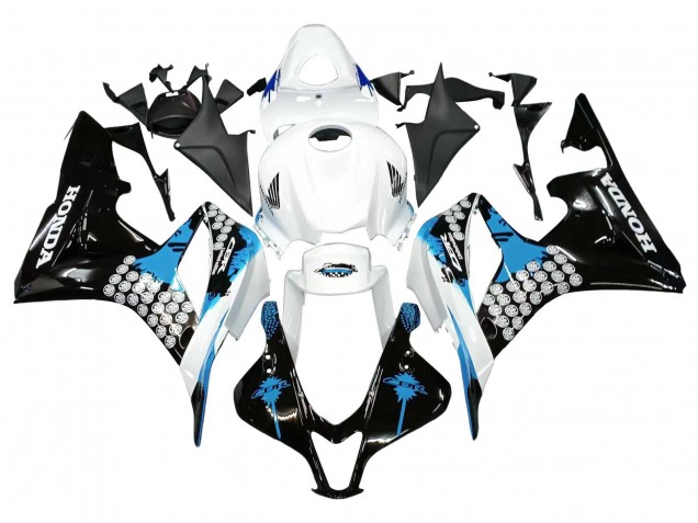 2007-2008 White Light Blue Glossy Black Honda CBR600RR Motorcycle Fairings UK