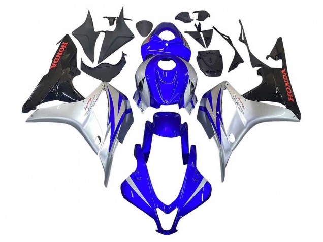 2007-2008 Silver Blue Glossy Black Racing Honda CBR600RR Motorcycle Fairings UK