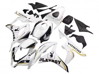 Buy 2007-2008 White Gold Glossy Black Playboy Honda CBR600RR Motorcycle Fairing UK