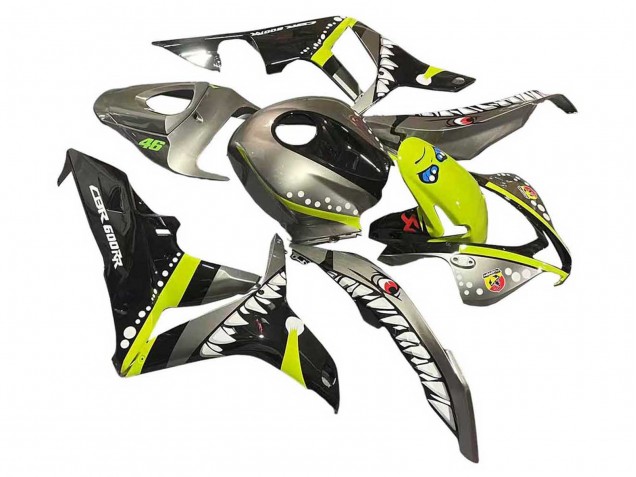 2007-2008 Grey Fluorescent Yellow Shark Honda CBR600RR Motorcycle Fairings UK
