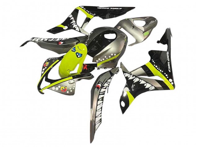 2007-2008 Grey Fluorescent Yellow Shark Honda CBR600RR Motorcycle Fairings UK