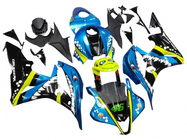 2007-2008 Green Yellow Glossy Black Shark 46 Honda CBR600RR Motorcycle Fairings UK