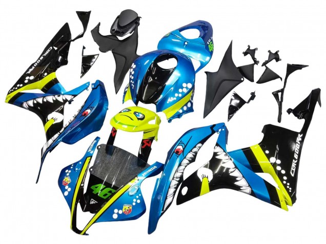 2007-2008 Green Yellow Glossy Black Shark 46 Honda CBR600RR Motorcycle Fairings UK