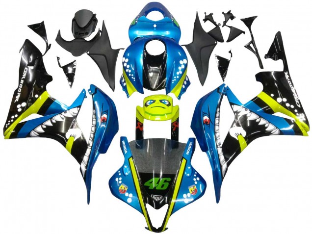 2007-2008 Green Yellow Glossy Black Shark 46 Honda CBR600RR Motorcycle Fairings UK