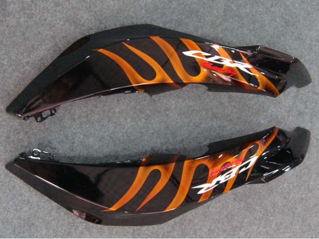 2007-2008 Glossy Black Orange Flame Honda CBR600RR Motorcycle Fairings UK