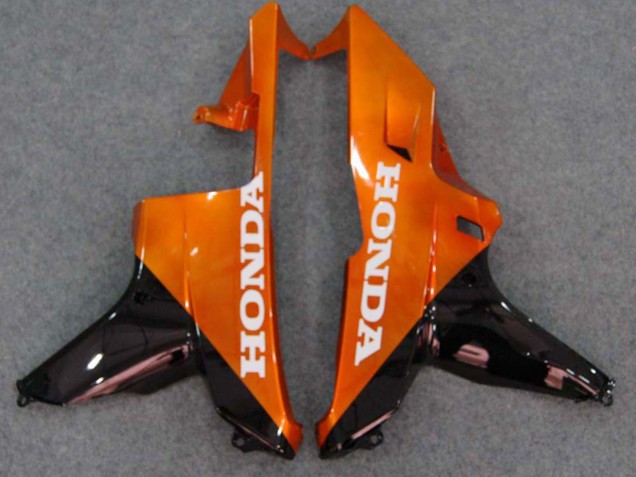 2007-2008 Glossy Black Orange Flame Honda CBR600RR Motorcycle Fairings UK