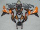 2007-2008 Glossy Black Orange Flame Honda CBR600RR Motorcycle Fairings UK