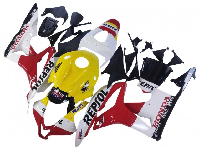 2007-2008 White Yellow Red Repsol HRC Honda CBR600RR Motorcycle Fairings UK