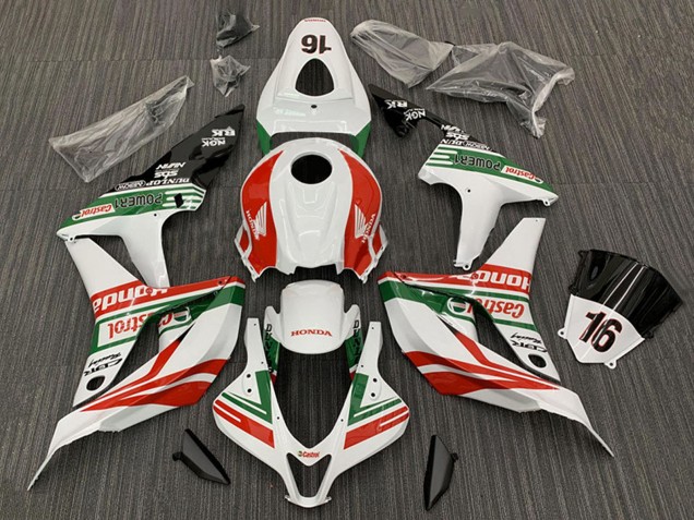 2007-2008 White Red Green Glossy Black Castrol 16 Honda CBR600RR Motorcycle Fairings UK