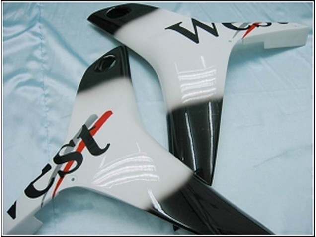 2007-2008 Glossy Black White West Honda CBR600RR Motorcycle Fairings UK