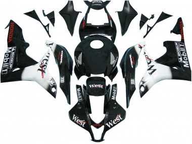 Buy 2007-2008 Glossy Black White West Honda CBR600RR Motorcycle Fairings UK