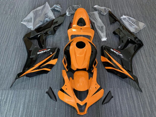 2007-2008 Orange Glossy Black Racing Honda CBR600RR Motorcycle Fairings UK