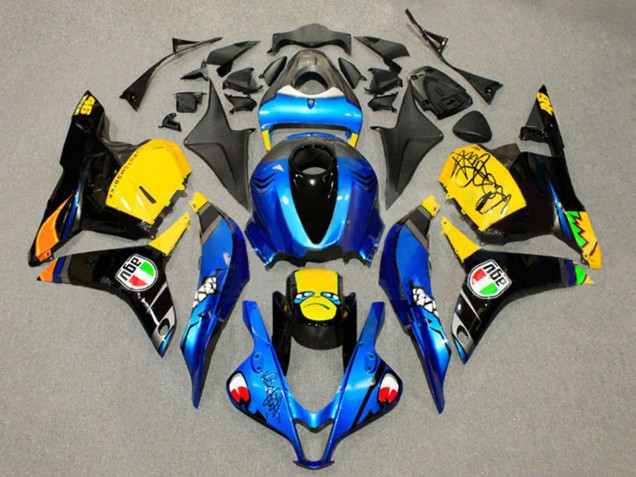 2009-2012 Blue Yellow Glossy Black Shark 46 Honda CBR600RR Motorcycle Fairings UK