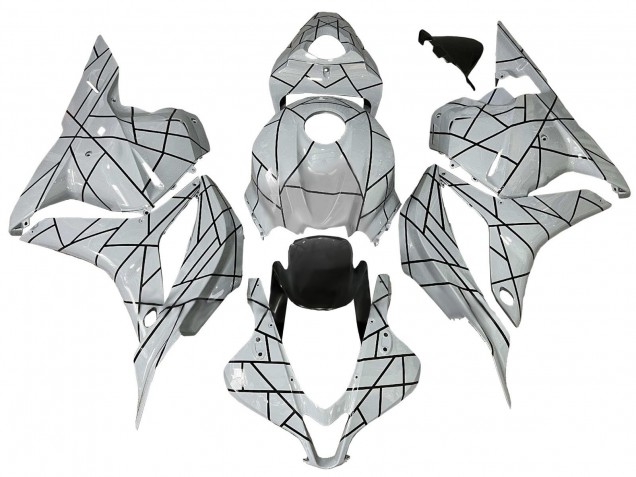 2009-2012 White Grey Black Lines Honda CBR600RR Motorcycle Fairings UK