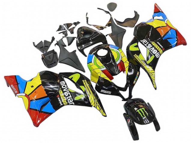 2009-2012 Black Multicolor MoviStar Honda CBR600RR Motorcycle Fairings UK