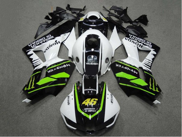 2009-2012 White Green Glossy Black Semakin Didepan Monster 46 Honda CBR600RR Motorcycle Fairings UK