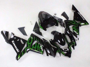 Buy 2004-2005 Black with Green Flame Ninja Kawasaki ZX10R Motorcycle Fairings UK