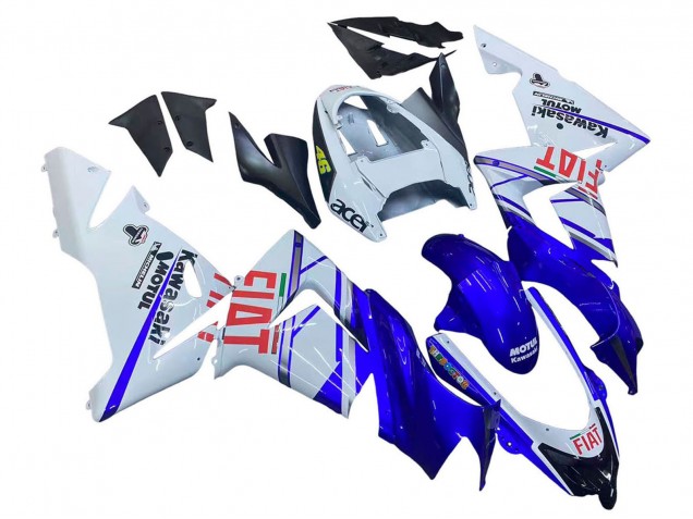 2004-2005 Glossy Blue White Fiat Motul Kawasaki ZX10R Motorcycle Fairings UK