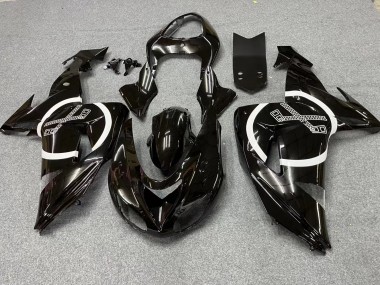 Buy 2006-2007 Glossy Black White Circle Kawasaki ZX10R Motorcycle Fairings UK