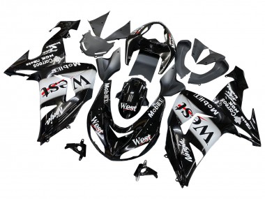 Buy 2006-2007 Glossy Black White West Kawasaki ZX10R Motorcycle Fairings UK