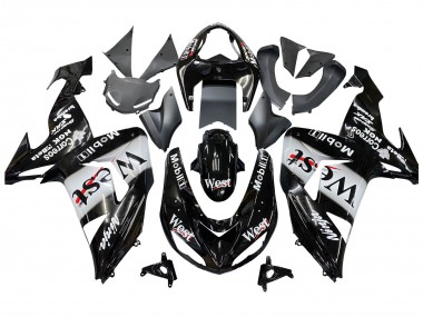 Buy 2006-2007 Glossy Black White West Kawasaki ZX10R Motorcycle Fairings UK