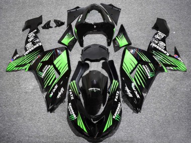 Buy 2006-2007 Glossy Black Green Kawasaki ZX10R Motorcycle Fairings UK