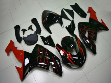 Buy 2006-2007 Glossy Black Red Kawasaki ZX10R Motorcycle Fairings UK