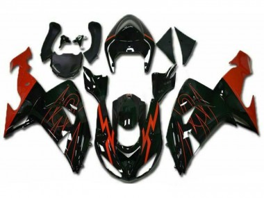 Buy 2006-2007 Glossy Black Red Kawasaki ZX10R Motorcycle Fairings UK