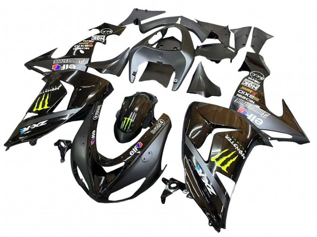 2006-2007 Grey Yellow Glossy Black Monster Elf Kawasaki ZX10R Motorcycle Fairings UK