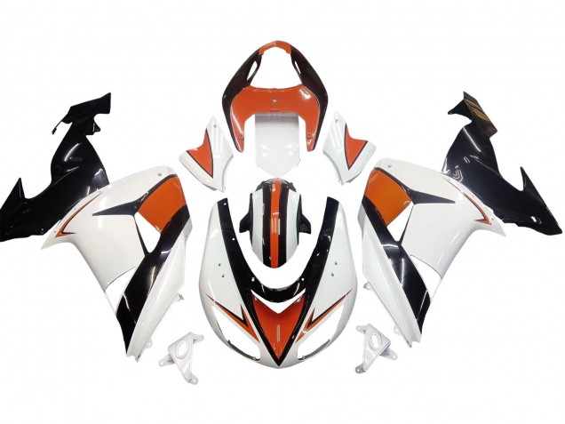 2006-2007 White Orange Black Kawasaki ZX10R Motorcycle Fairings UK