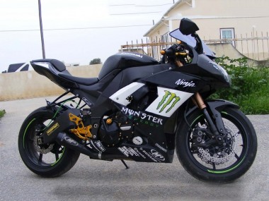 Buy 2008-2010 Glossy Black White Green Monster Elf Kawasaki ZX10R Motorcycle Fairings UK