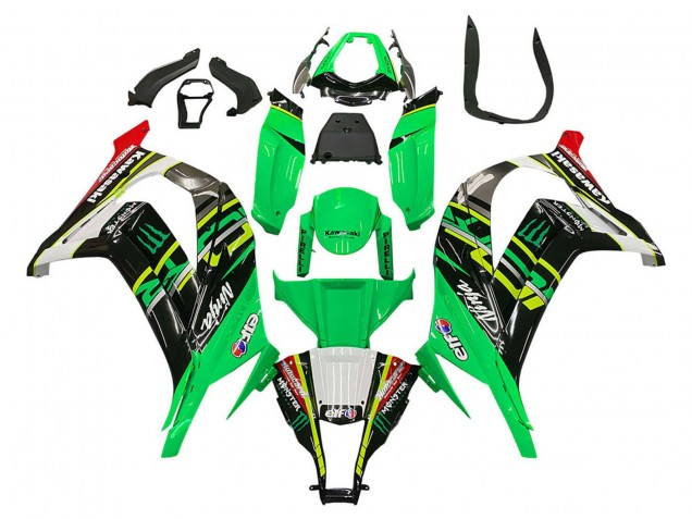 2011-2015 Green Yellow Black White Elf Monster Kawasaki ZX10R Motorcycle Fairings UK