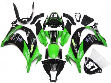 Buy 2011-2015 Green Glossy Black Blue Star Team Green 87 Kawasaki ZX10R Motorcycle Fairings UK