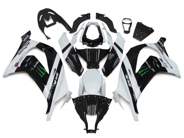 2011-2015 White Glossy Black Green Monster Kawasaki ZX10R Motorcycle Fairings UK