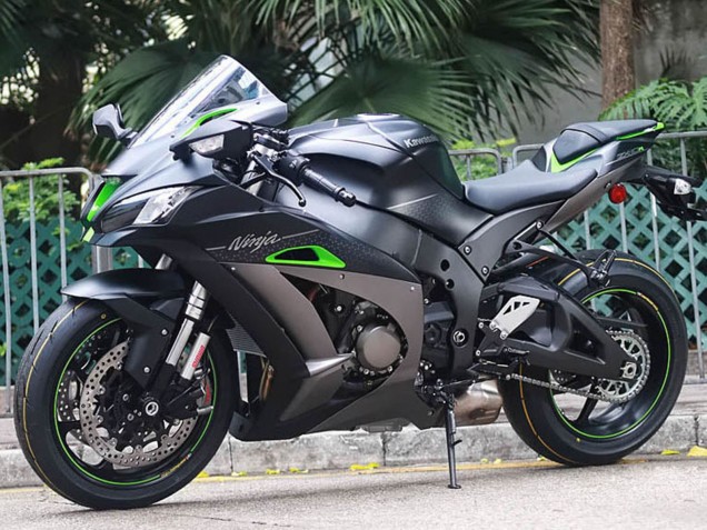 2011-2015 Matte Black Green White Honeycomb Kawasaki ZX10R Motorcycle Fairings UK
