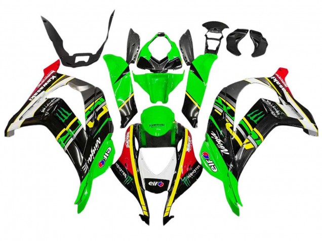 2016-2020 Green Yellow Red Black Elf Monster Kawasaki ZX10R Motorcycle Fairings UK