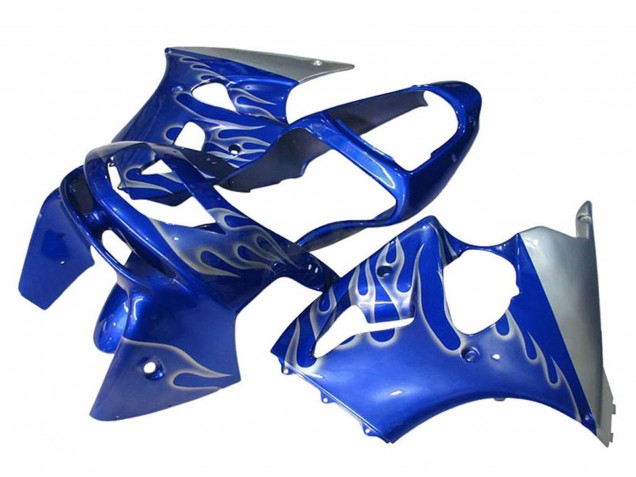 1998-1999 Blue Silver Flame Kawasaki ZX6R Motorcycle Fairings UK
