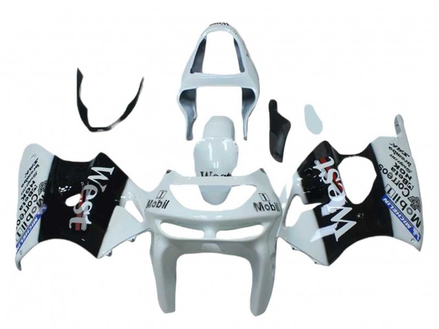 1998-1999 White Black West Mobil Kawasaki ZX6R Motorcycle Fairings UK