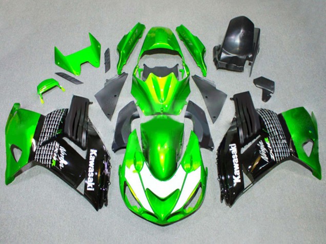 2006-2011 Grren White Glossy Black Kawasaki ZX14R ZZR1400 Motorcycle Fairings UK