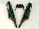 2006-2011 Glossy Black Green Flame Kawasaki ZX14R ZZR1400 Motorcycle Fairing UK