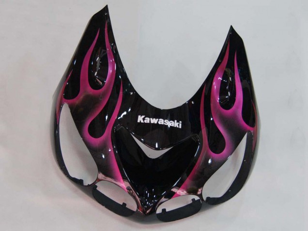2006-2011 Glossy Black Red Pink Flame Kawasaki ZX14R ZZR1400 Motorcycle Fairings UK